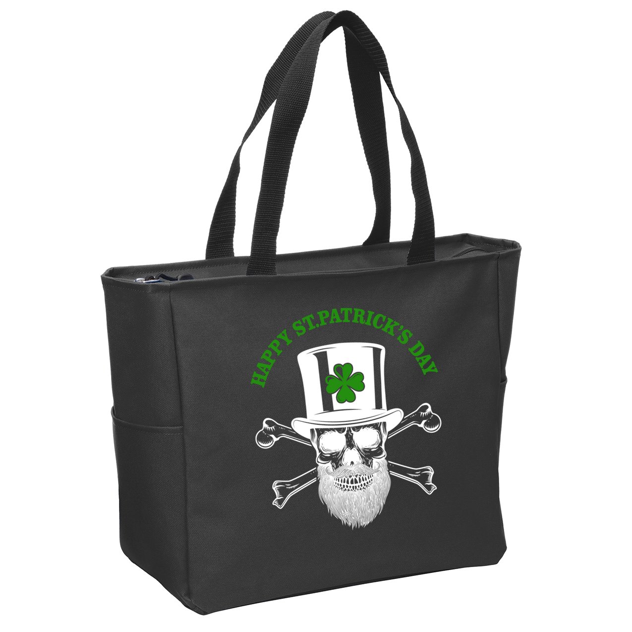 Happy St Patrick's Day Skull Holiday Zip Tote Bag