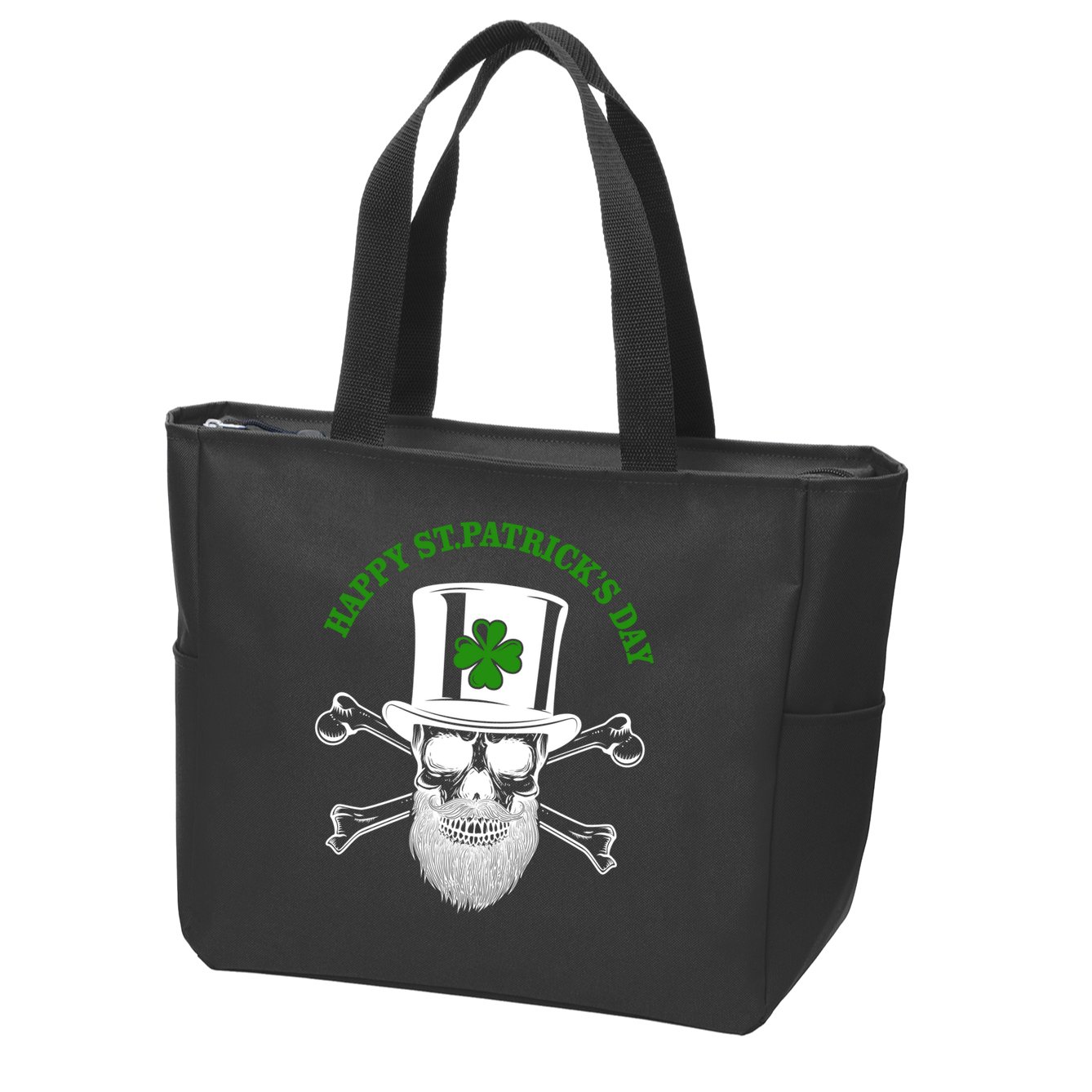 Happy St Patrick's Day Skull Holiday Zip Tote Bag