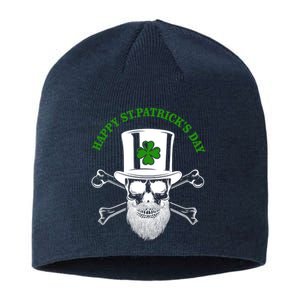 Happy St Patrick's Day Skull Holiday Sustainable Beanie