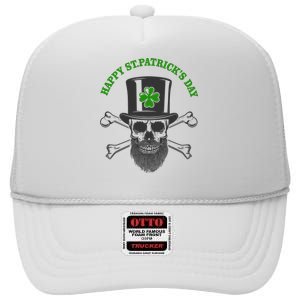 Happy St Patrick's Day Skull Holiday High Crown Mesh Back Trucker Hat