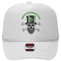 Happy St Patrick's Day Skull Holiday High Crown Mesh Back Trucker Hat