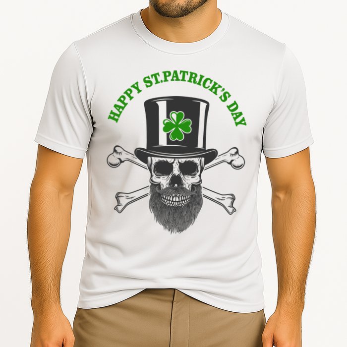 Happy St Patrick's Day Skull Holiday Cooling Performance Crew T-Shirt