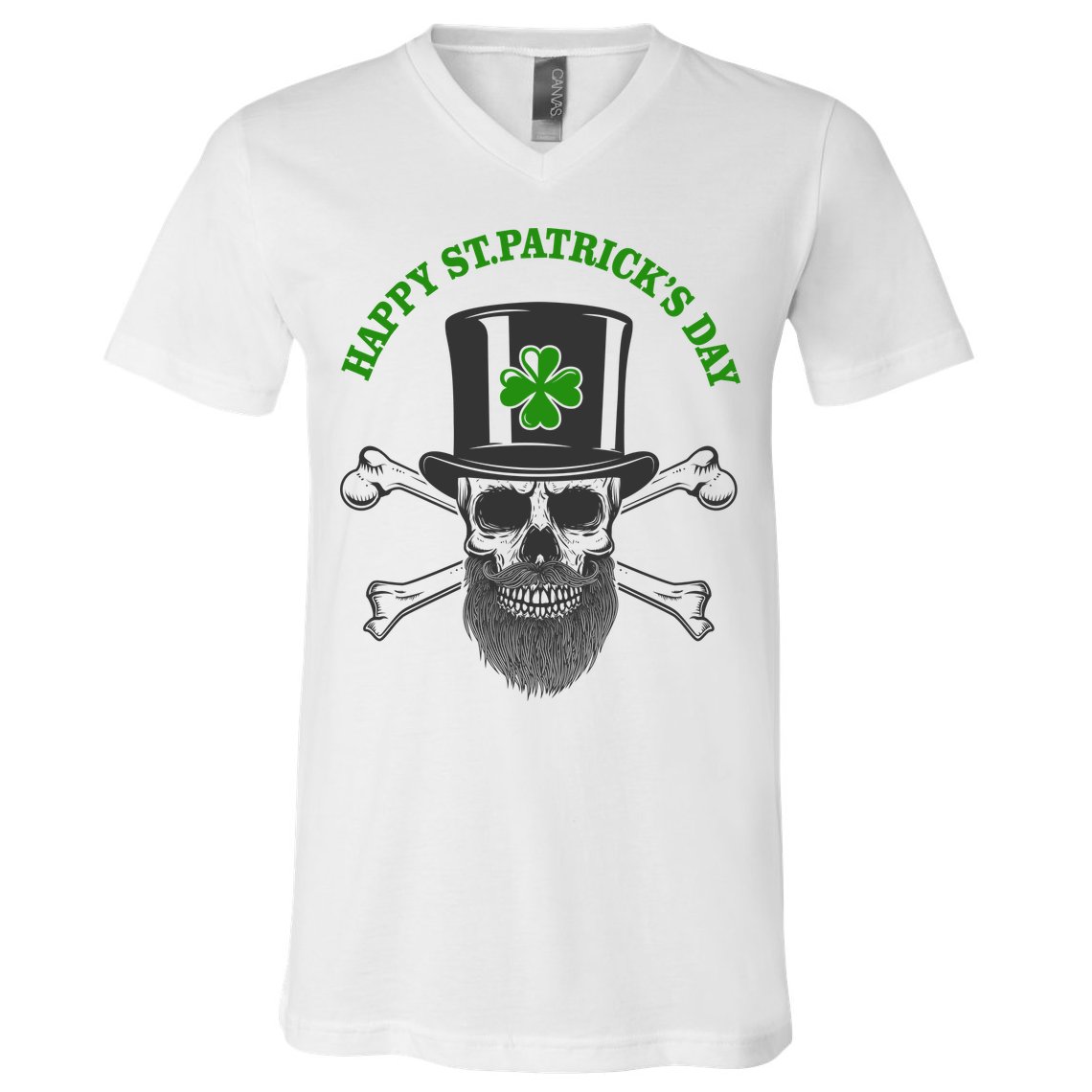 Happy St Patrick's Day Skull Holiday V-Neck T-Shirt