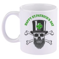 Happy St Patrick's Day Skull Holiday 11oz C Handle Ceramic Mug