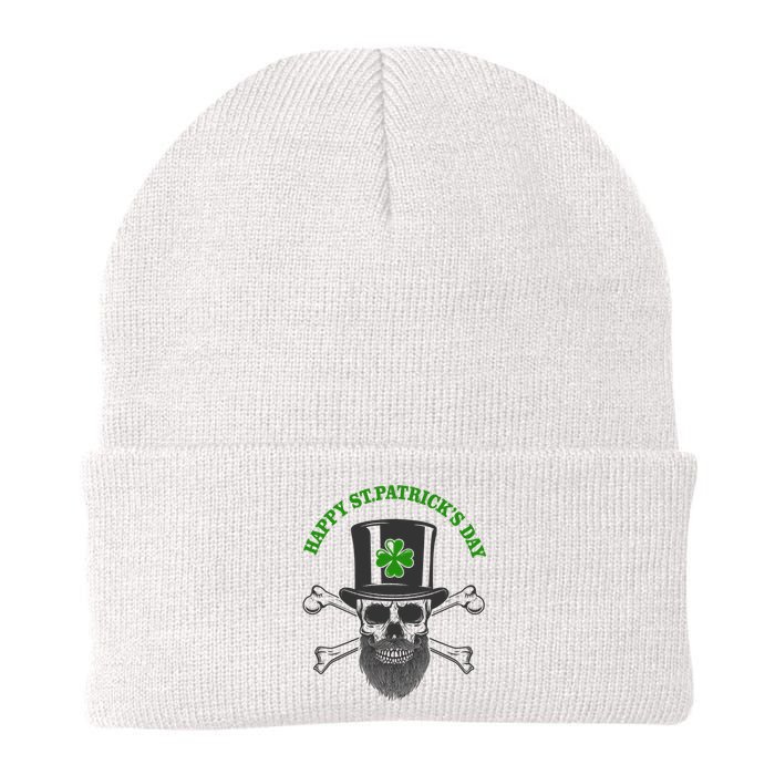 Happy St Patrick's Day Skull Holiday Knit Cap Winter Beanie