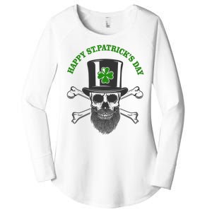 Happy St Patrick's Day Skull Holiday Women's Perfect Tri Tunic Long Sleeve Shirt