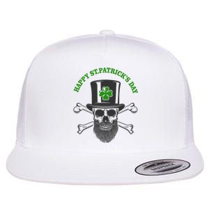 Happy St Patrick's Day Skull Holiday Flat Bill Trucker Hat