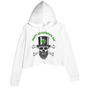 Happy St Patrick's Day Skull Holiday Crop Fleece Hoodie