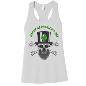 Happy St Patrick's Day Skull Holiday Women's Racerback Tank