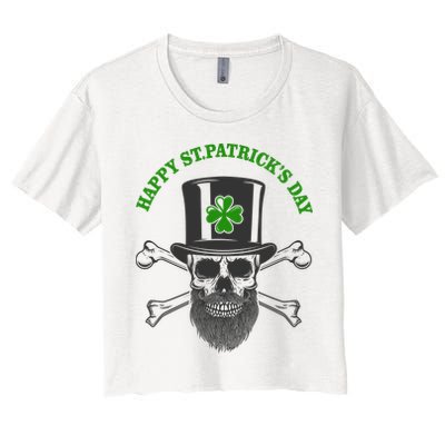 Happy St Patrick's Day Skull Holiday Crop Top