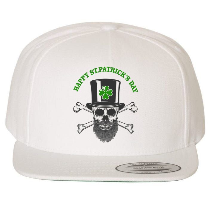 Happy St Patrick's Day Skull Holiday Wool Snapback Cap