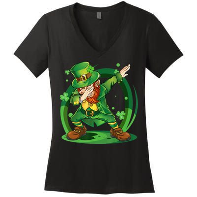 Happy St Patricks Day Dabbing Leprechaun Women's V-Neck T-Shirt