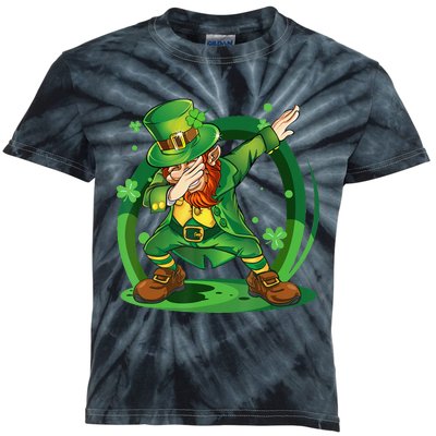 Happy St Patricks Day Dabbing Leprechaun Kids Tie-Dye T-Shirt