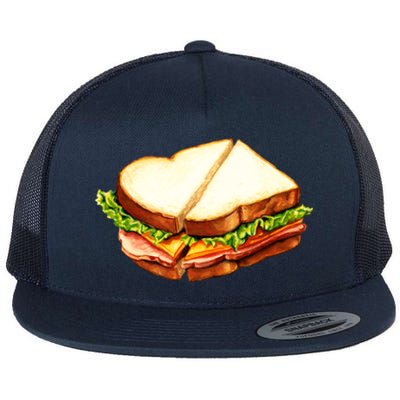 Ham Sandwich Pattern Flat Bill Trucker Hat