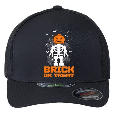 Halloween Skeleton Pumpkin Master Builder Block Building Gifts Flexfit Unipanel Trucker Cap