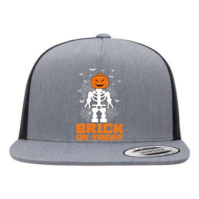 Halloween Skeleton Pumpkin Master Builder Block Building Gifts Flat Bill Trucker Hat