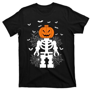 Halloween Skeleton Pumpkin Master Builder Block Building Gifts T-Shirt