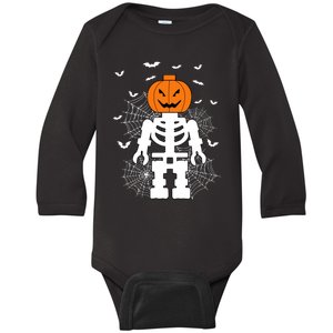 Halloween Skeleton Pumpkin Master Builder Block Building Gifts Baby Long Sleeve Bodysuit