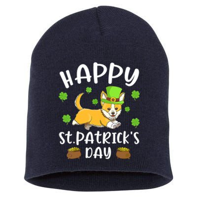 Happy St Patrick's Day Funy Saint Patricks Corgi Dog Gifts Short Acrylic Beanie