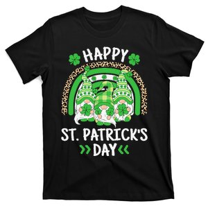 Happy St Patricks Day Leopard Rainbow Irish Gnomes Shamrock T-Shirt