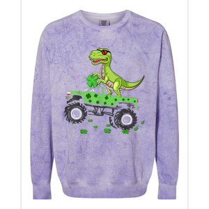 Happy St Patrick's Day boys  Toddler dinosaur Monster turck trex Colorblast Crewneck Sweatshirt