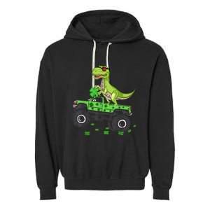 Happy St Patrick's Day boys  Toddler dinosaur Monster turck trex Garment-Dyed Fleece Hoodie