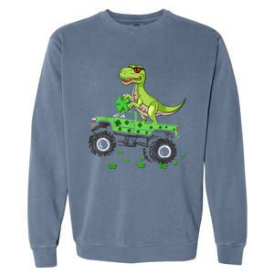 Happy St Patrick's Day boys  Toddler dinosaur Monster turck trex Garment-Dyed Sweatshirt