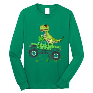 Happy St Patrick's Day boys  Toddler dinosaur Monster turck trex Long Sleeve Shirt