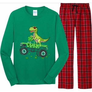 Happy St Patrick's Day boys  Toddler dinosaur Monster turck trex Long Sleeve Pajama Set