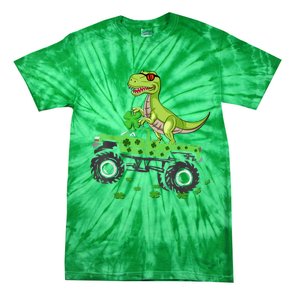 Happy St Patrick's Day boys  Toddler dinosaur Monster turck trex Tie-Dye T-Shirt