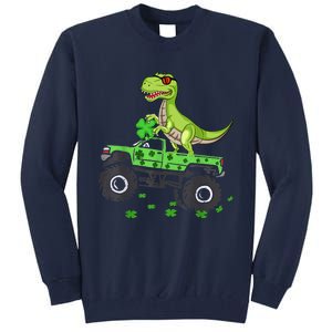 Happy St Patrick's Day boys  Toddler dinosaur Monster turck trex Tall Sweatshirt