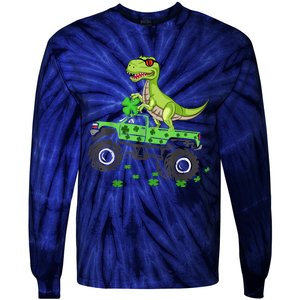 Happy St Patrick's Day boys  Toddler dinosaur Monster turck trex Tie-Dye Long Sleeve Shirt