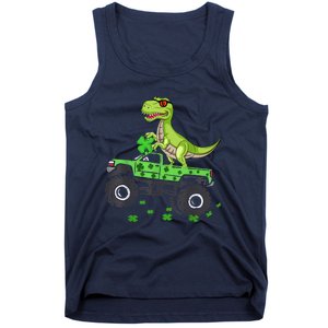 Happy St Patrick's Day boys  Toddler dinosaur Monster turck trex Tank Top