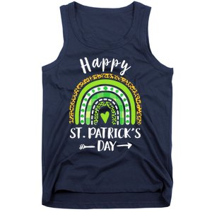 Happy St Patrick's Day Rainbow Leopard Print Shamrock Irish Tank Top