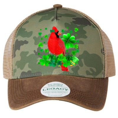 Happy St Patrick's Day Cardinal Bird With Shamrocks Lover Legacy Tie Dye Trucker Hat