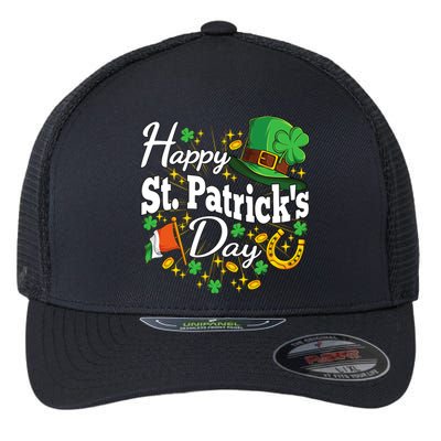 Happy St. Patricks Day Shamrock Irish Saint Patricks Day Flexfit Unipanel Trucker Cap