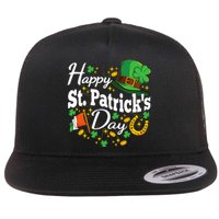 Happy St. Patricks Day Shamrock Irish Saint Patricks Day Flat Bill Trucker Hat