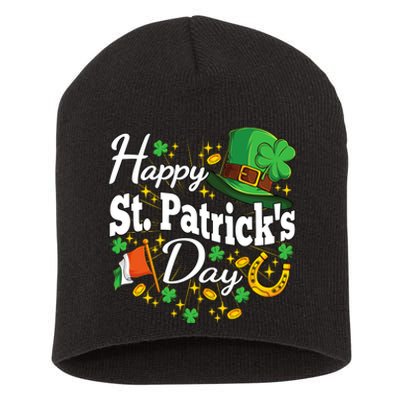 Happy St. Patricks Day Shamrock Irish Saint Patricks Day Short Acrylic Beanie