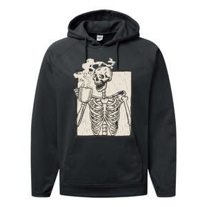 HALLOWEEN SKULL PRINT FLEECE OVERSIZED Performance Fleece Hoodie