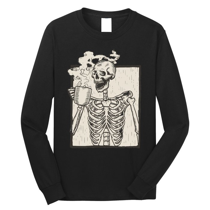 HALLOWEEN SKULL PRINT FLEECE OVERSIZED Long Sleeve Shirt