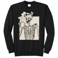 HALLOWEEN SKULL PRINT FLEECE OVERSIZED Sweatshirt