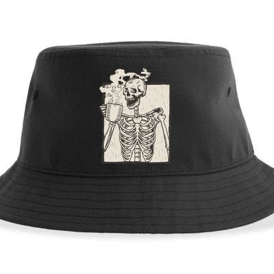 HALLOWEEN SKULL PRINT FLEECE OVERSIZED Sustainable Bucket Hat