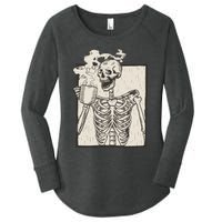 HALLOWEEN SKULL PRINT FLEECE OVERSIZED Women's Perfect Tri Tunic Long Sleeve Shirt