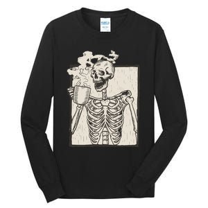 HALLOWEEN SKULL PRINT FLEECE OVERSIZED Tall Long Sleeve T-Shirt