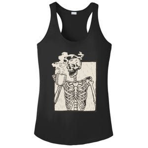 HALLOWEEN SKULL PRINT FLEECE OVERSIZED Ladies PosiCharge Competitor Racerback Tank