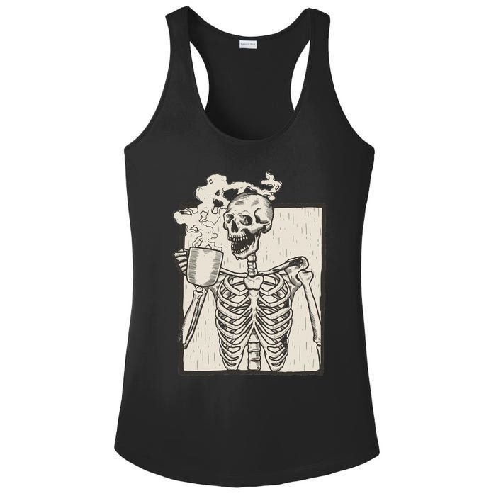 HALLOWEEN SKULL PRINT FLEECE OVERSIZED Ladies PosiCharge Competitor Racerback Tank