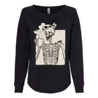 HALLOWEEN SKULL PRINT FLEECE OVERSIZED Womens California Wash Sweatshirt