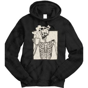 HALLOWEEN SKULL PRINT FLEECE OVERSIZED Tie Dye Hoodie