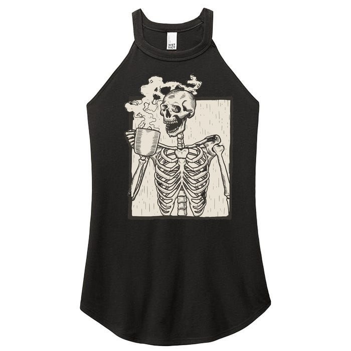 HALLOWEEN SKULL PRINT FLEECE OVERSIZED Women's Perfect Tri Rocker Tank