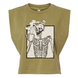 HALLOWEEN SKULL PRINT FLEECE OVERSIZED Garment-Dyed Women's Muscle Tee